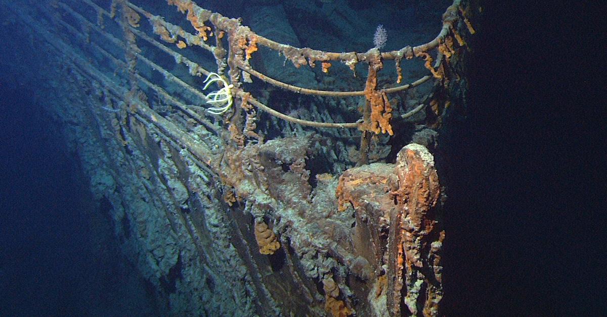 The bow of the RMS Titanic on the floor of the North Atlantic.